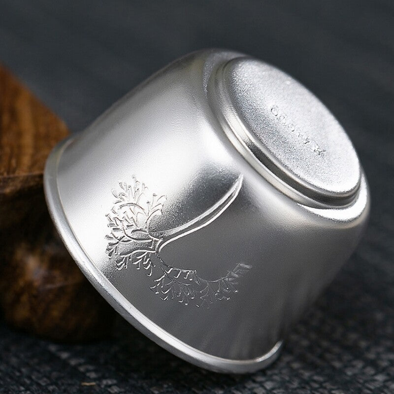 999 Sterling Silver Marked Tea Cup Health Care Chinese Pure Silver Master Cup