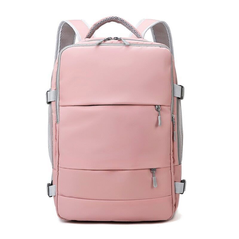 Pink Women Travel Backpack Daypack Bag with Luggage Port Backpack