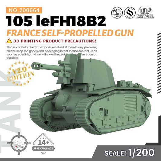 SSMODEL SS200664 1/200 Military Model Kit France 105 leFH18B2 Self-Propelled Gun