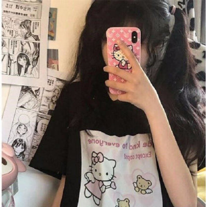 Hello Kitty T-Shirt Cotton Short Sleeve Breathable Cartoon Anime