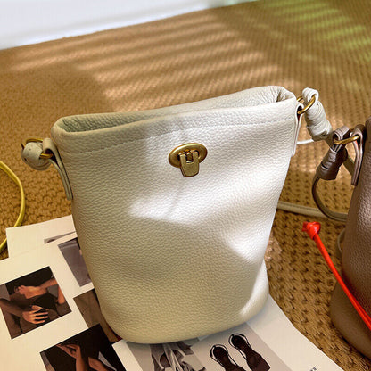 Fashion Mini Real Leather Bucket Bag-Crossbody,Clutch,Shoulder,Pouch & Phone Bag