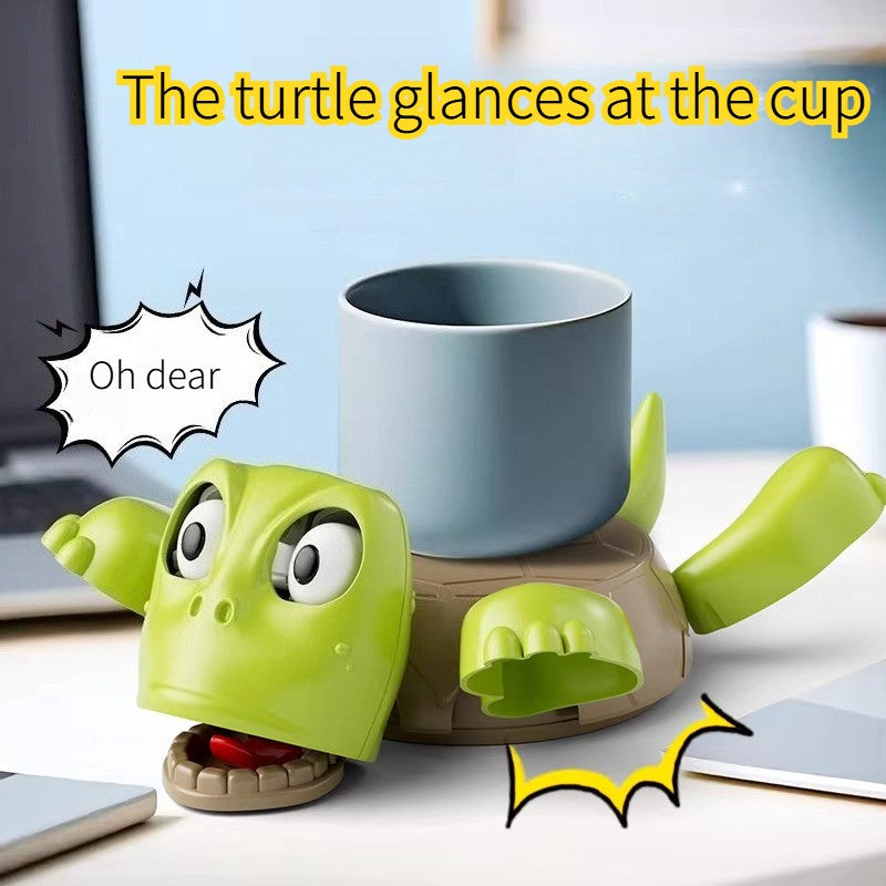A funny coaster with the turtle staring at you