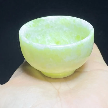 2" China Ancient Antique Natural Jade Stone Bowl Carving Collection Wine Cup