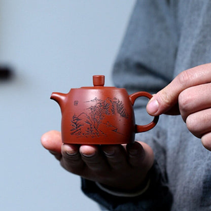 90ml 4" Chinese Yixing Purple Clay Teapots Raw Ore Dahongpao Filter Tea Pot Gift