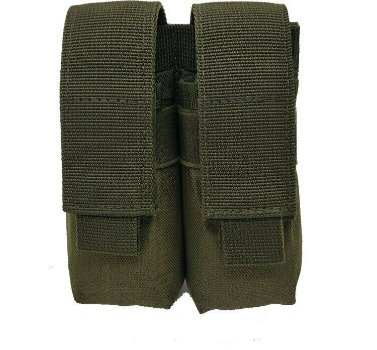 9mm Tactical Double Magazine Pouch Flashlight Holder Hunting Waist Belt Mag Bag