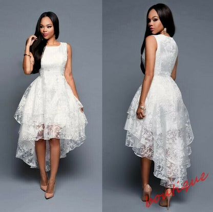 Women Long Lace Prom Evening Party Cocktail Bridesmaid Wedding A-line Gown Dress