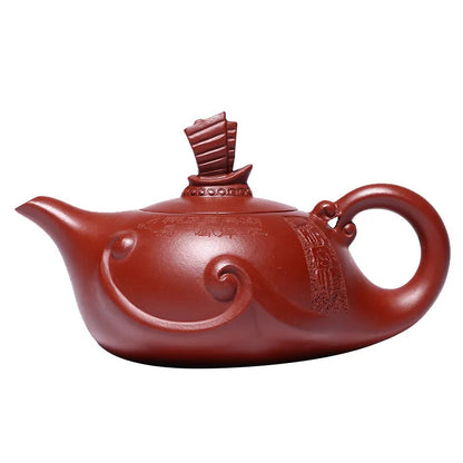 Yixing Handmade Tea Pot Sailboat Shape Purple Clay Teapot Beauty Kettle Chinese