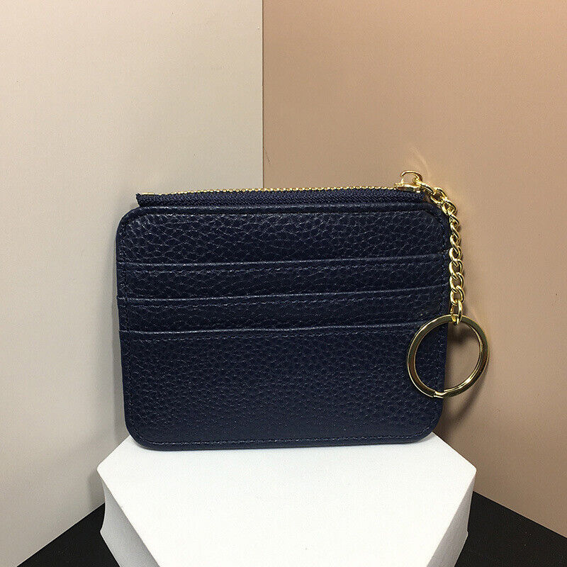 PU Leather Zipper Card Bag ID Card Slot Card Bag Coin Purse Card Case Portable