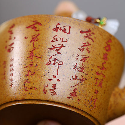 100ml Hand Carved Orchid Real Yixing Zisha Small Tea Pot Chinese Kungfu Tea Pot