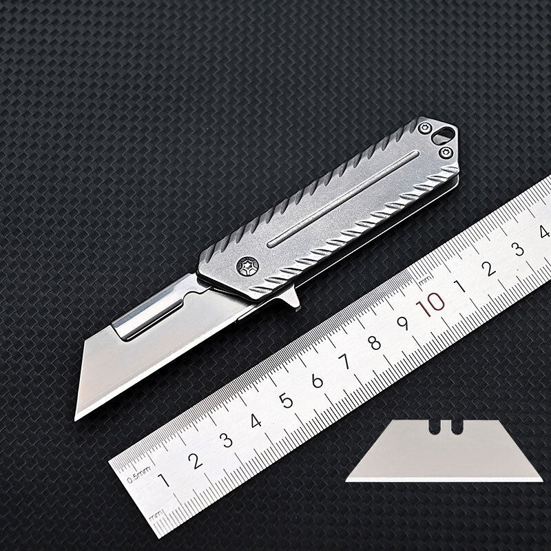 Heavy Steel Handle Folding Pocket Knife Cutter Carving Tool Outdoor Knife EDC
