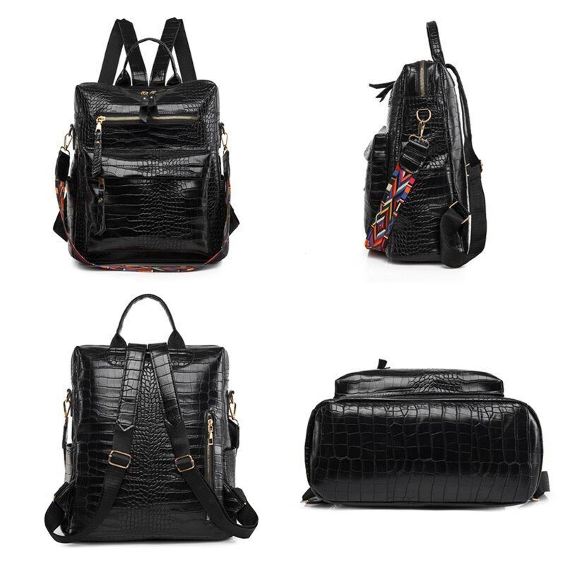 Backpacks Stone Pattern Synthetic Leather Women Shoulder Bags Large Cotton 1 PC