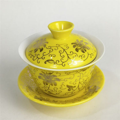 Porcelains Yellow Teacups Ceramic On-Glazed Drinkware Supplies High Quality Cups