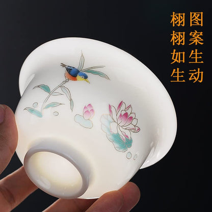 170ml Dehua Gaiwan Ceramic Home Kung Fu Tea Cup Bowl Tea Set Tureen Tea