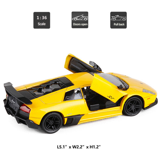 1/36 Lamborghini Murcielago LP670-4 SV Model Car Diecast Toy Vehicle Yellow