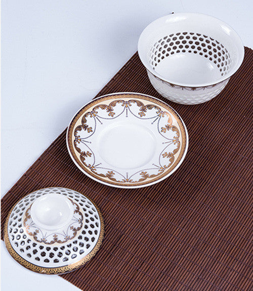 Multi-size Porcelain Gaiwan Chinese Kungfu Tea Set Cup Bowl Creative Cup Saucer