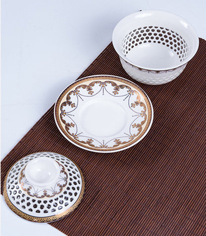 Multi-size Porcelain Gaiwan Chinese Kungfu Tea Set Cup Bowl Creative Cup Saucer