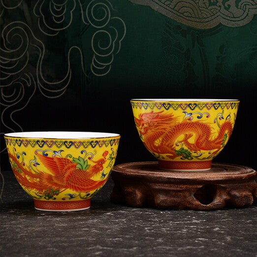 Chinese Tea Cup 100ml Porcelain Under Glaze Dragon Phoenix Master Cup Of Tea New