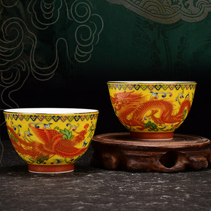 Chinese Tea Cup 100ml Porcelain Under Glaze Dragon Phoenix Master Cup Of Tea New