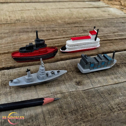 Scene Model Simulation Miniature Mini Ship Cruise Ship Freighter Battleship Prop