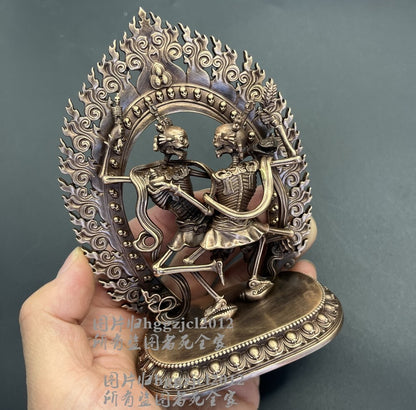 4.7'' Brass Tibet Chitipati Shri Shmashana Adhipati Protector Statue Temple Lord