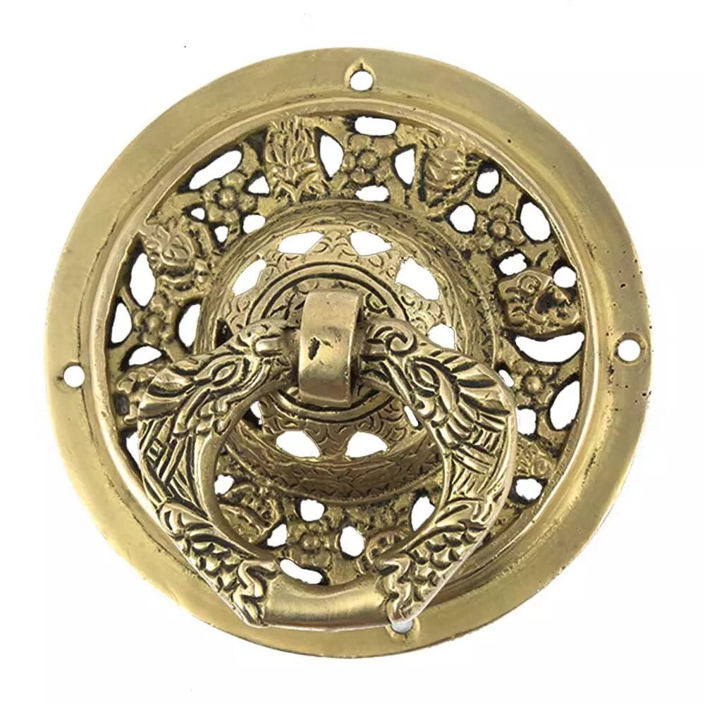 Antique Look Brass Ornate Design Parrot Ring Door Knocker Door Bell Home Decor