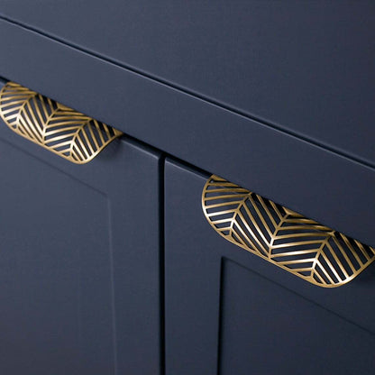 Brass Gold Leaf Design Cabinet Handles Invisible Drawer Pulls Cabinet knobs