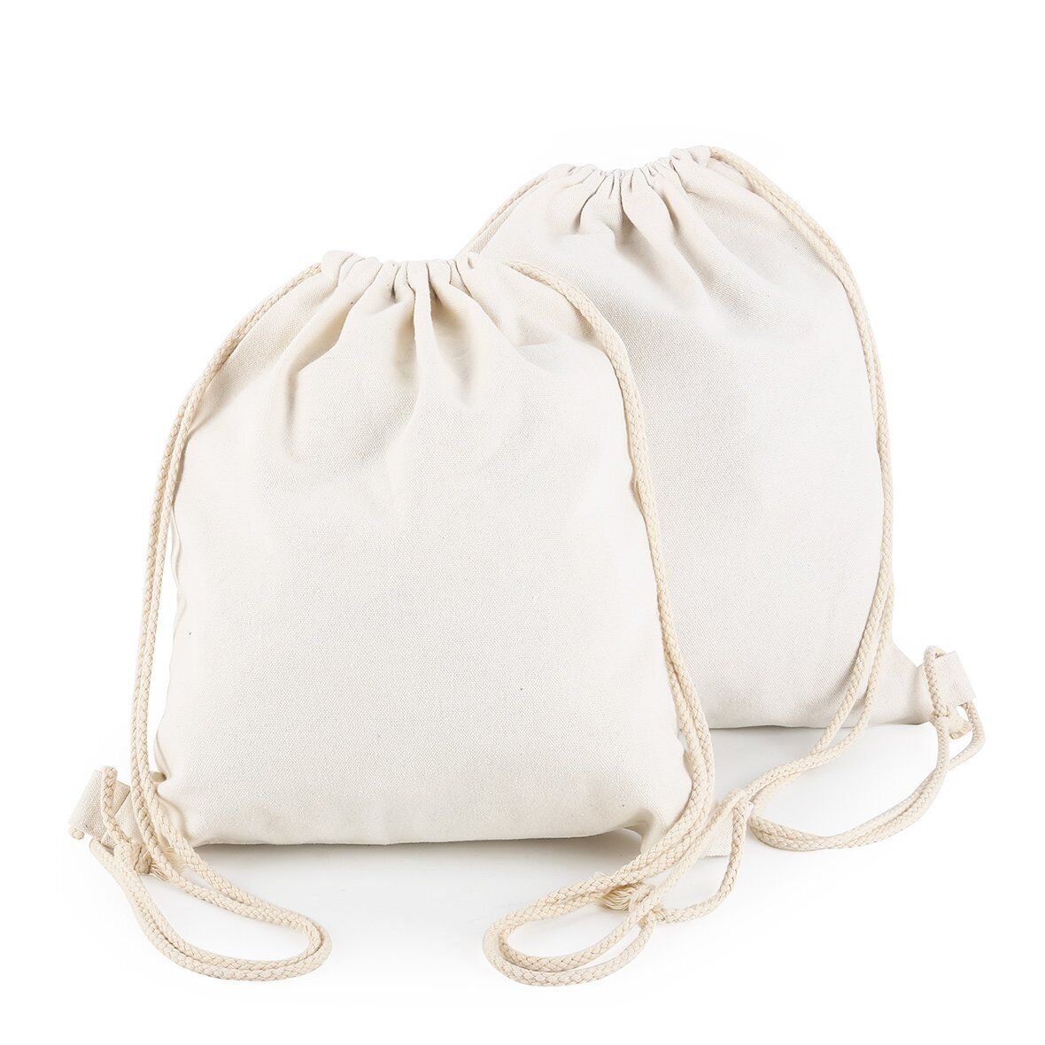 Yingkor Cotton Canvas Drawstring Backpack Bag Gym Sackpack 34.5x40cm, White