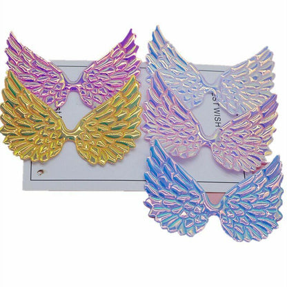 20Pcs/Lot 9.5x6.5cm Shiny Angel Wing Padded Appliques DIY Bow Clips Accessories