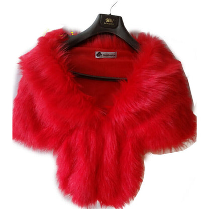 Elegant High-grade Bridal Wedding Luxury Fur Long Shawl Stole Wrap Shrug Scarf