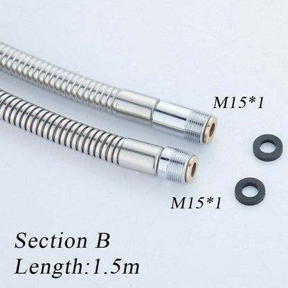 Stainless Steel Chrome Surface Pull Out Shower Pipes Kitchen Drain Faucets Hose