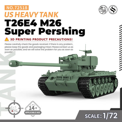 SSMODEL 518 1/72 25mm Military Model Kit US T26E4 M26 Super Pershing Heavy Tank