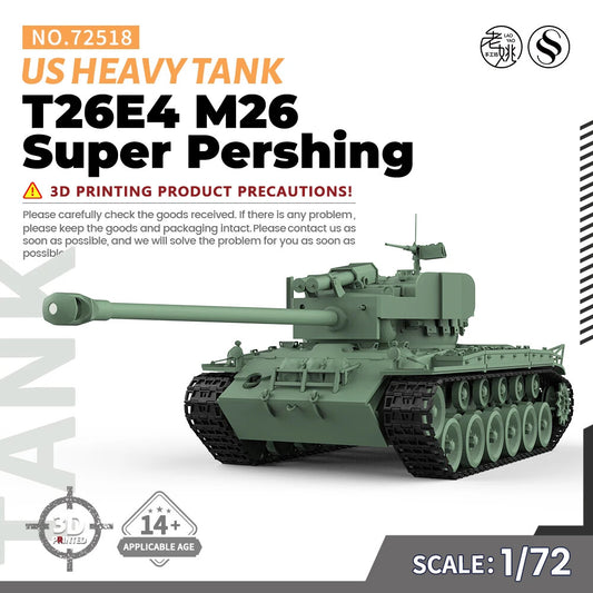 SSMODEL 518 1/72 25mm Military Model Kit US T26E4 M26 Super Pershing Heavy Tank