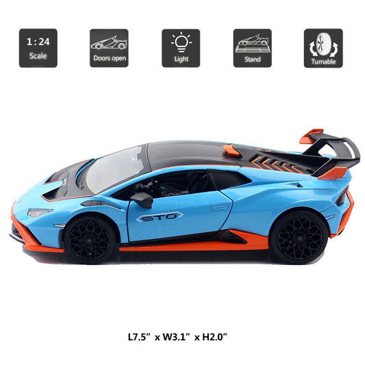 1/24 Lamborghini Huracán STO Model Car Metal Diecast Toy Cars Collection Blue