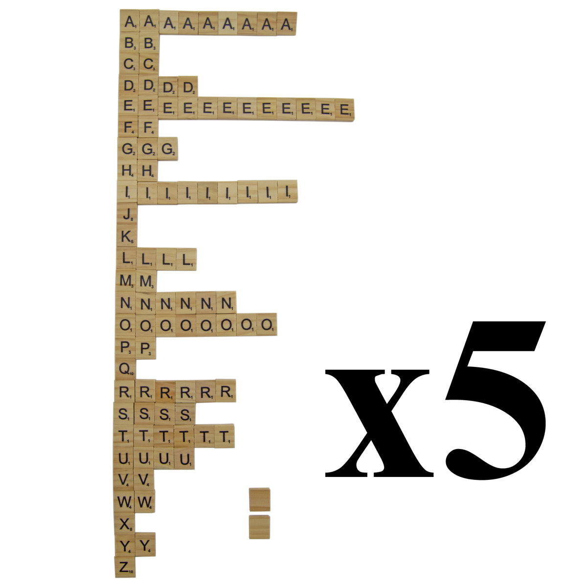 5 Sets of 100 Letters - Replacement Tiles for Scrable Board Game and Crafts