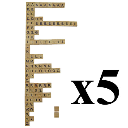 5 Sets of 100 Letters - Replacement Tiles for Scrable Board Game and Crafts
