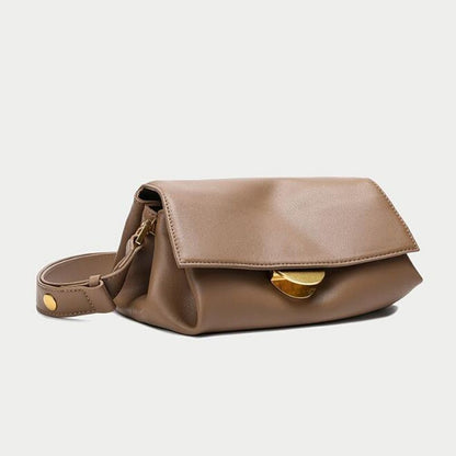 Leather Shoulder Bag Handbag Beige Flap Multi Pockets Crossbody Bags 24*11*13 CM