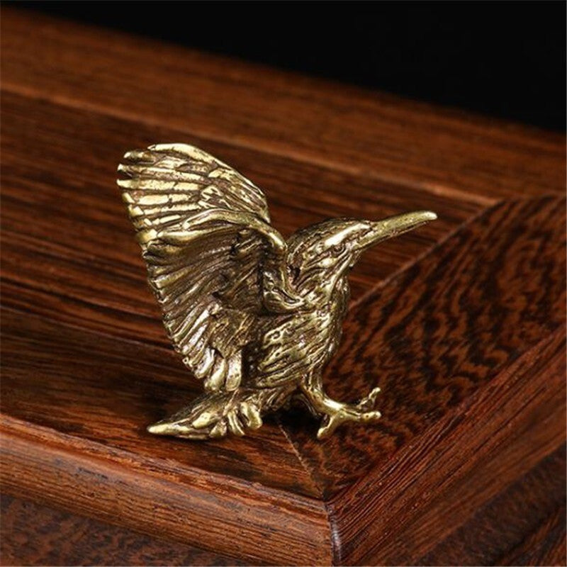 Pure Brass Bird Figurine Tea Pet Ornament Miniature Mini Figure Collectible Toy