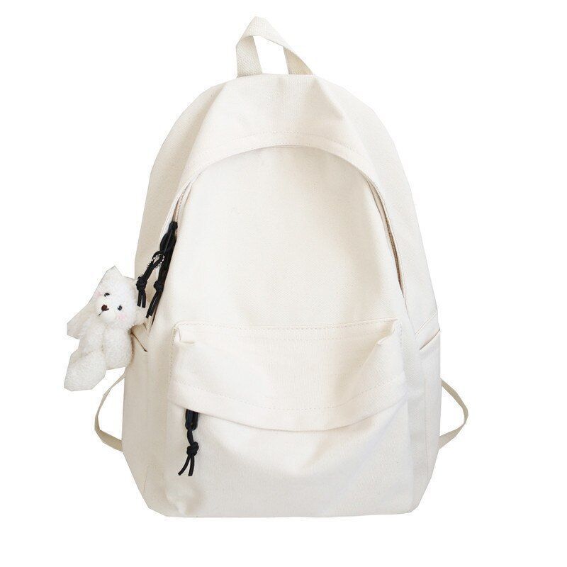 Solid Color Backpack Canvas Waterproof Schoolbag Teenager Bookbags 42*12*31 CM
