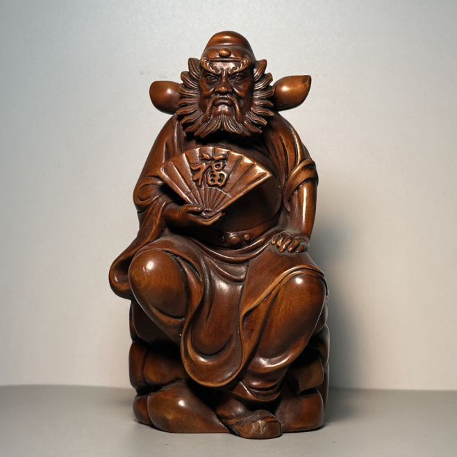 Vintage Chinese Boxwood Carving Figure Statue Ornaments Wooden Figurine Artwork