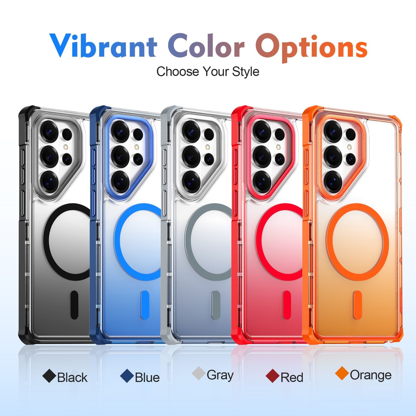 For Samsung S26 Ultra/25/24/23 Gradient Color Magnetic Transparent Phone Case