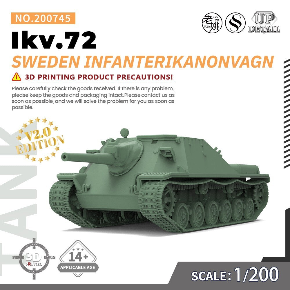 SSMODEL SS200745 1/200 Military Model Kit Sweden Infanterikanonvagn Ikv.72