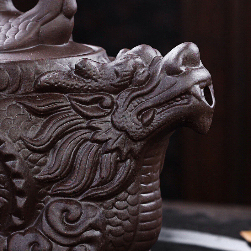China Traditional Ceramic Tea Pot Dragon Phoenix Tea Kettle Purple Clay Tea Set