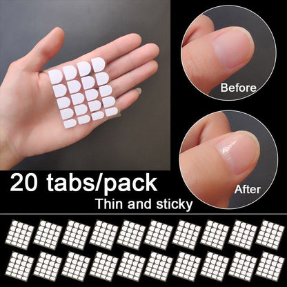 Nail Adhesives 10-20 Sheet Pack Super Sticky Tape 6 Sizes Glue Sticker Art Tools