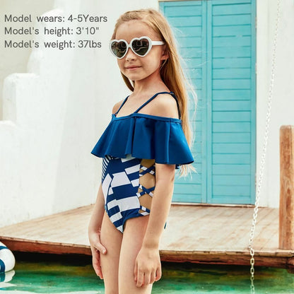 Matching Swimsuits Summer Navy Geometric Pattern Family One-Piece Look Swimwear