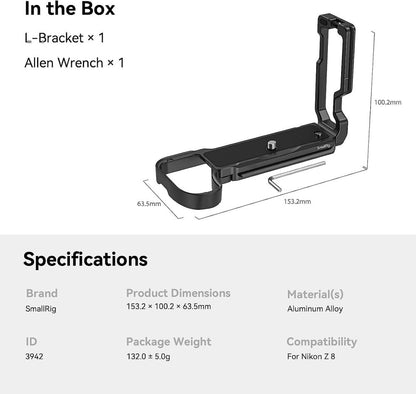 SmallRig Z 8 L-Bracket for Nikon Camera Quick Release L-Shape Mount Plate -3942