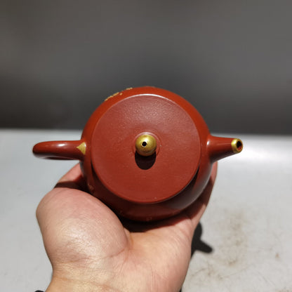 Chinese Yixing Zisha Clay Handmade Exquisite Teapot （描金汉瓦壶 底款：顾景舟)