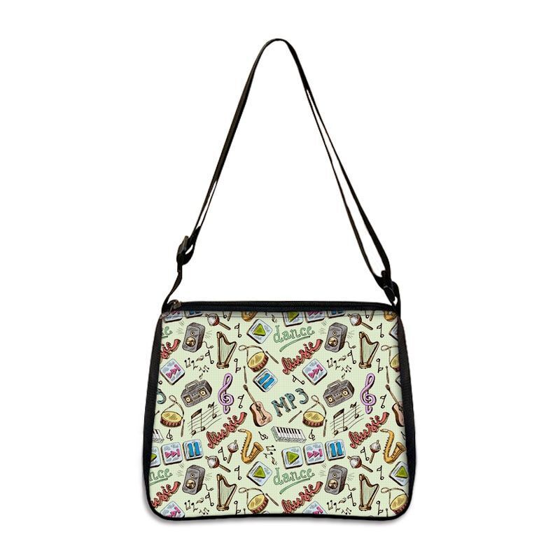 Music Print Handbags Causal Shoulder Bags Crossbody Purse Satchel Messenger Bag