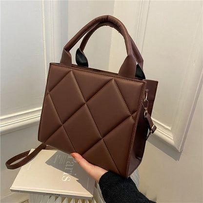 Shoulder Bag Trendy Plaid Leather Crossbody Bags Fashionable Handbags Handle Bag
