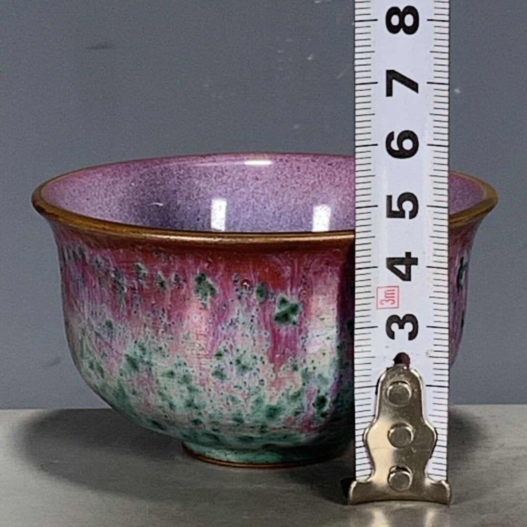 Chinese Porcelain Song Dynasty Jun Kiln Green Glaze Kiln Change Tea Cup 3.26''