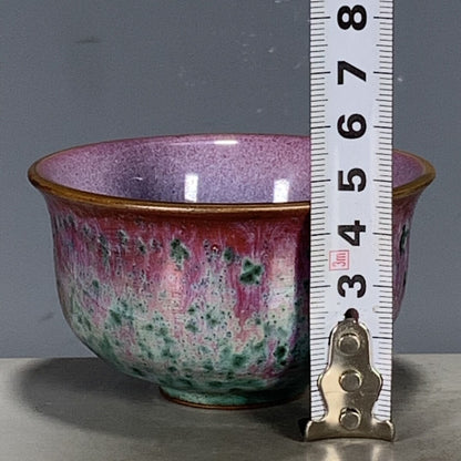 Chinese Porcelain Song Dynasty Jun Kiln Green Glaze Kiln Change Tea Cup 3.26''